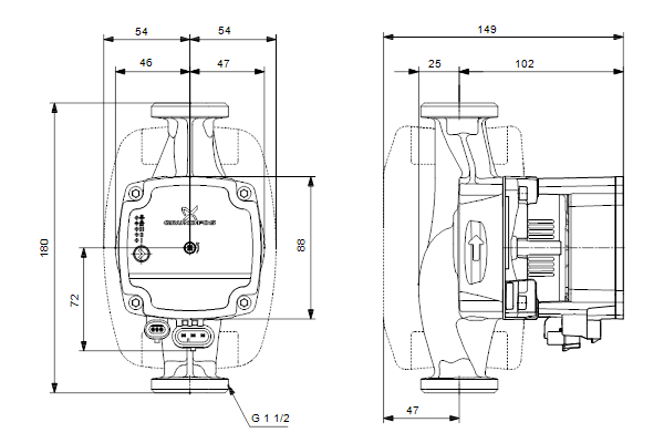 Circulatiepomp ALPHA1 L 25-60 180 1X230V 50HZ 6H