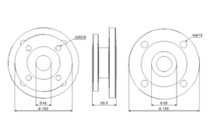 Connecting piece set PN16 DN65x40-2x67mm