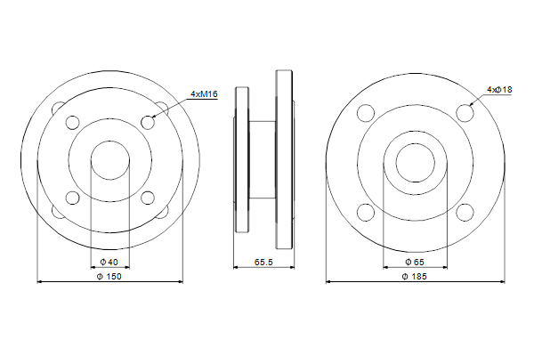 Connecting piece set PN16 DN65x40-2x67mm