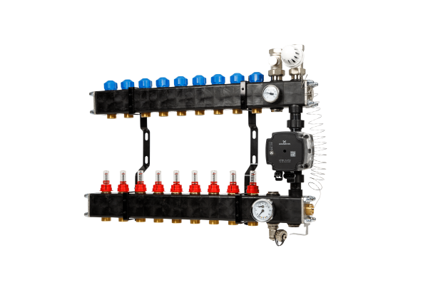 VTE composiet vloerverwarming verdeler  pomp Grundfos UPM3 9-groeps