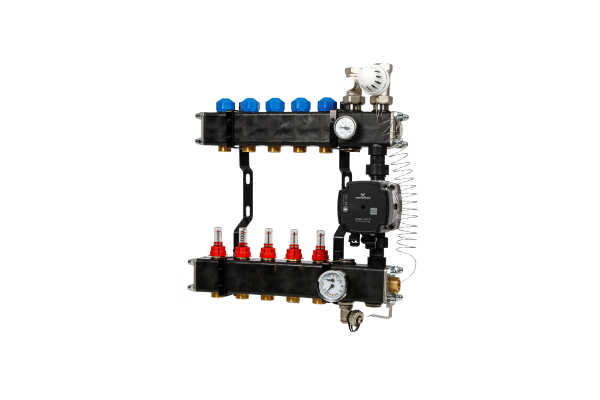 VTE composiet vloerverwarming verdeler  pomp Grundfos UPM3 5-groeps