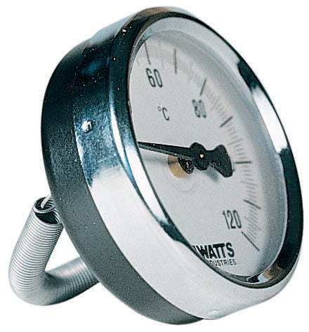 Klemthermometer TCM TAB Bimetaal DN63 0-120°C Watts logo