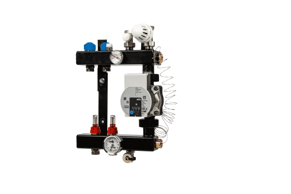 In-line verdeler 2-groeps met pomp WILO Para, aansl.1/2"M.IN