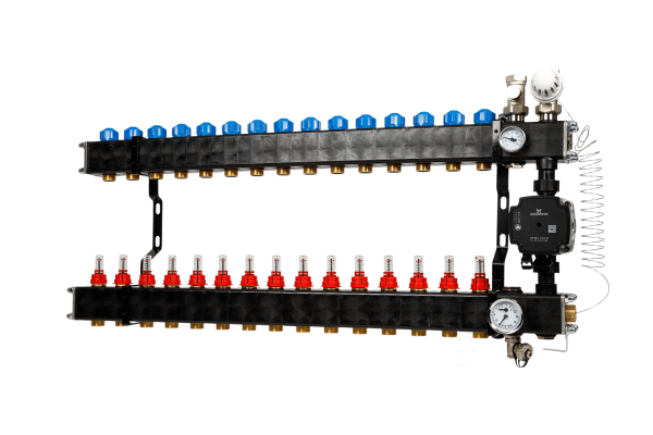 VTE composiet vloerverwarming verdeler  pomp Grundfos UPM3 15-groeps