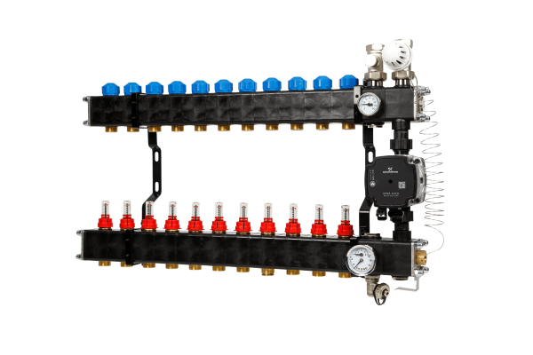 VTE composiet vloerverwarming verdeler  pomp Grundfos UPM3 11-groeps