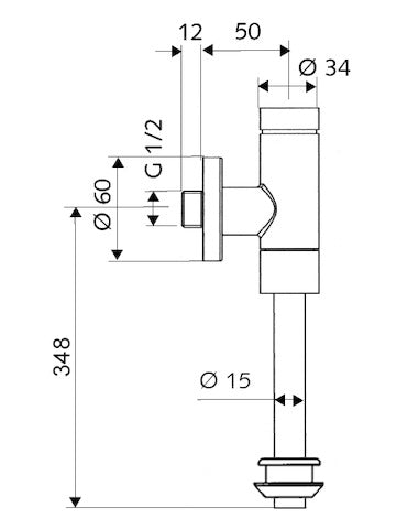 SL Urinoirdrukspoeler SCHELLOMAT Basic Benelux, binnenmof, 1/2",chroom