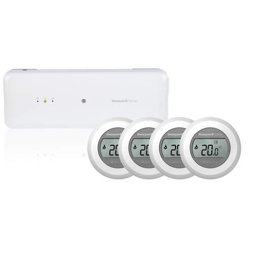Honeywell Home UFH pakket HCC100 + Round, draadloos, verwarmen (1x HCC100 + 4x T87RF2025)
