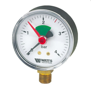 Manometer FR 200 M1-ABS/FR/R CV DN63 Radiaal 0-4 bar M 1/4" Groen vlak