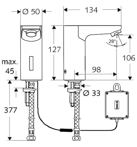 SL Elektro. wastafelkr. CELIS E HD-K koudwater, batterijvoeding,chroom