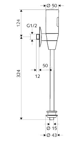 SL Infrarood opb. urinoirdrukspoeler SCHELLTRONIC, Benelux, 6V, chroom