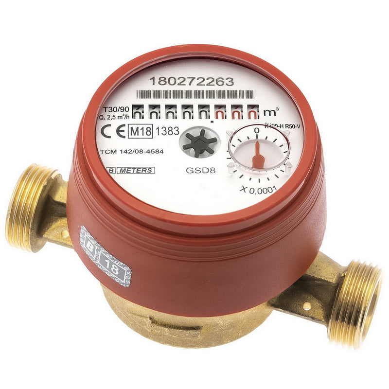 GSD8 1/2" AC warm watermeter maxT 90C Q3=1,6 m3/h DN15 L80
