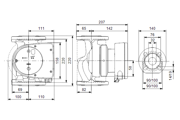 Circulatiepomp MAGNA1 32-80 F 220 1x230V PN6/10