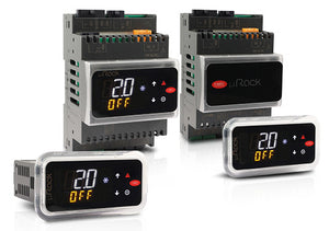 Regelaar DIN rail, U20R00MRK0390, display, 6 relais (5A), output 2x 0-10V, input 3x NTC/PT1000,1x NTC, 2x 0-5V/4-20mA/NTC, 1x 0-10V/NTC/0-5V/4-20mA/PT1000, 6x DI, NFC+BLE, 2x RS485, 24Vac/Vdc