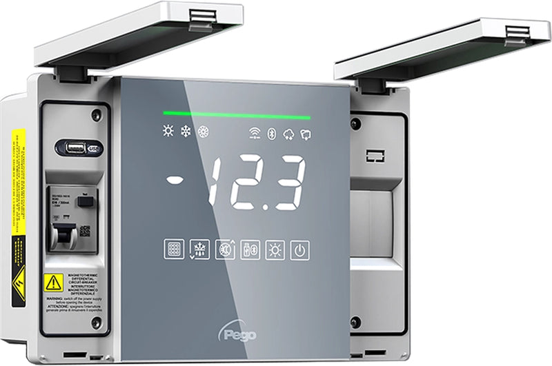 NECTOR 200 Regelkast voor koel- en vriesinstallaties, voorzien van dataloggerfunctie en geïntegreerde connectiviteit middels MyPego app (lokaal en cloud gebruik). , temperatuurbereik -45°C tot +99°C, IP65, afmetingen 300 x 200 x 100 mm.
