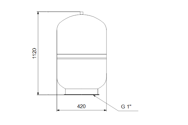 Drukvat GT-D-130 PN10 G1 V, verticaal, dubbel diaphragma