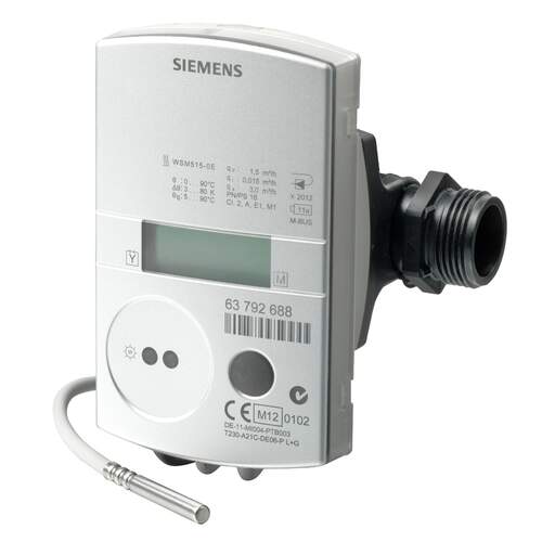 Siemens ultrasone warmtemeter WSM515-BE UH20, 1,5 m³/h, Ø 5,2x45 mm, G 3/4 ", accuduur 11 jaar, M-bus