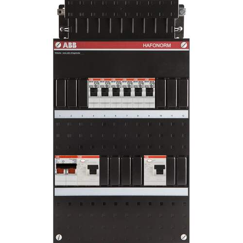 ABB installation cabinet 6x behind 2x 30 mA+hs 1-f