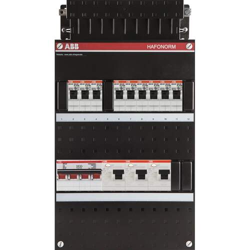 ABB installation cabinet 9x rear 3x 30 mA+hs 3-f