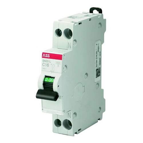 ABB System Pro M Compact installatieautomaat B karakteristiek 16A 2p 1 beveiligd incl. nul 1TE