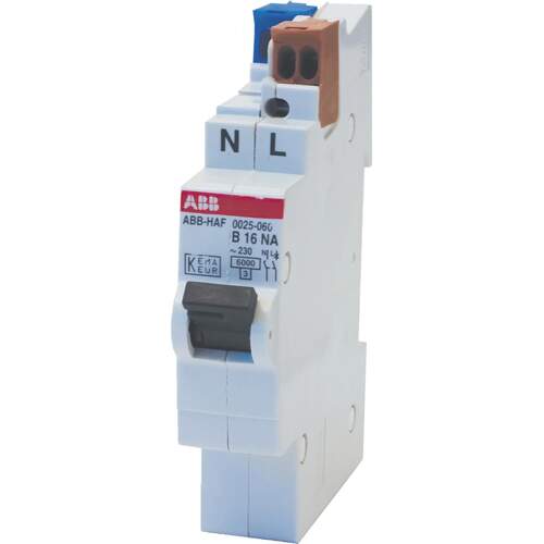 ABB Hafonorm installatieautomaat B karakteristiek 16A 2p 1 beveiligd incl. nul 1TE