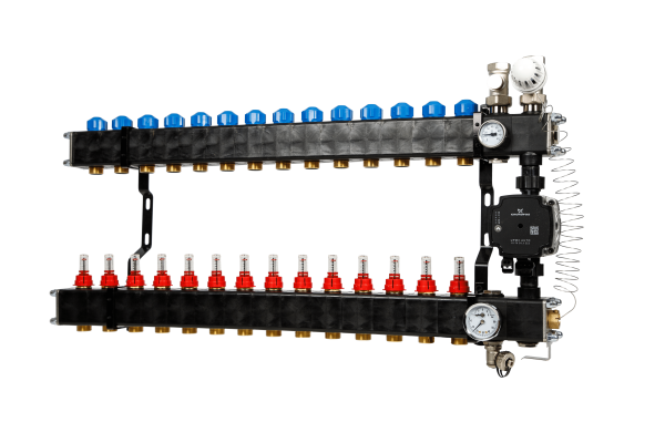 VTE composiet vloerverwarming verdeler  pomp Grundfos UPM3 14-groeps