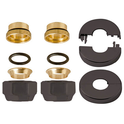 Ovus aansl.set 15 mm tbv koper en CV buis+mat zwarte rozetten