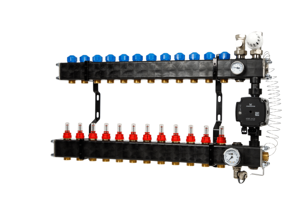 VTE composiet vloerverwarming verdeler  pomp Grundfos UPM3 12-groeps