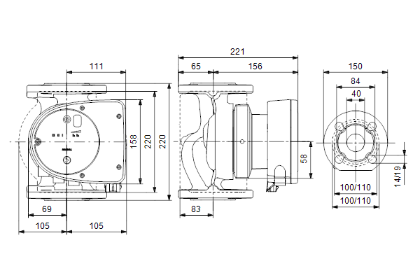Tapwater Circulatiepomp MAGNA1 40-60 F N 220 1x230V PN6/10