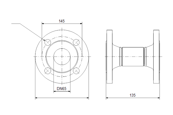 Adapter DN 65 PN16 135
