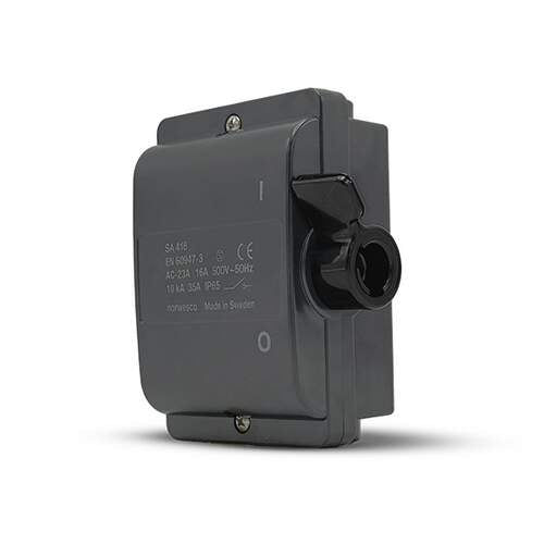 Norwesco werkschakelaar 4-polig 16A IP65 (M20)&nbsp; Antraciet RAL7016 exclusief wartels