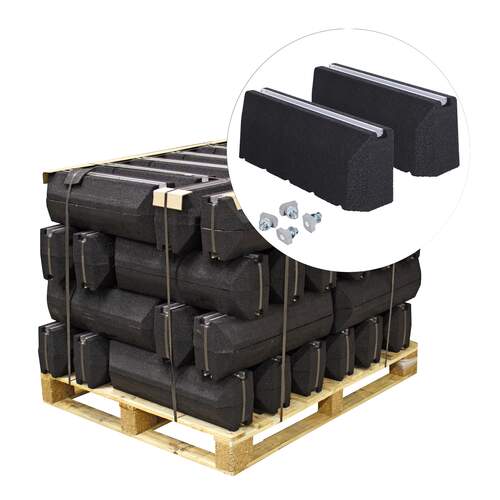 AircoBase verhoogde opstellingsbalk recycled 600 mm rubberen dempers incl. bevestiging M8 x 40 mm (pallet a 18 sets)