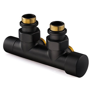 OVUS H-blok 2x½” 50 mm haaks knop R therm.voorber mat zwart