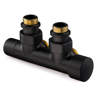 OVUS H-blok 2x½” 50 mm haaks knop R therm.voorber mat zwart