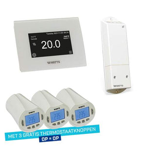 Watts Vision zoneregelingspakket, 3 zones, ontvanger BT-WR02, centrale wifi touchscreen BT-CT03 - plus 3x gratis thermostaatknop BT-TH02