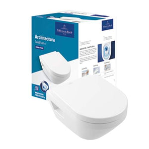 Villeroy & Boch Architectura combi-pack wandhangend met TwistFlush spoeling en softclosing quickrelease zitting, alpine wit