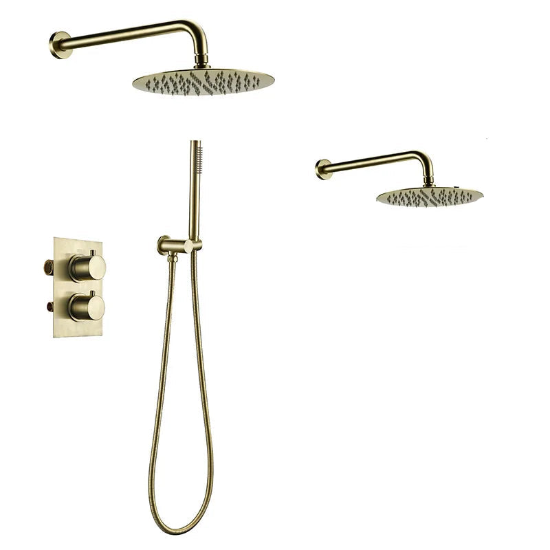 Thermostatische Douche Set – 8/10/12" Goud, 2-Weg Mengkraan