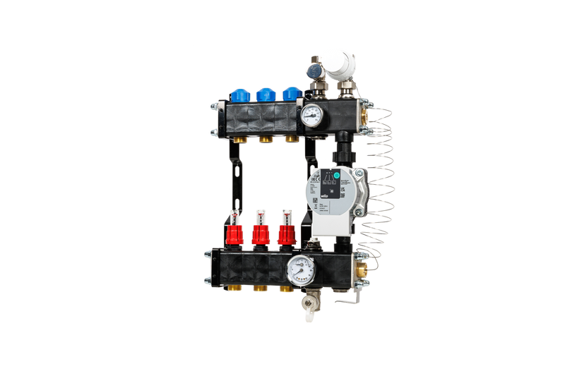 VTE composite underfloor heating manifold with pump Wilo Para 3-group