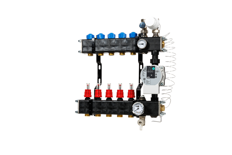 VTE composiet vloerverwarming verdeler met pomp Wilo Para 5-groeps