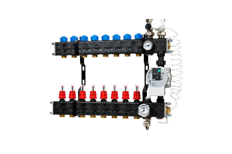 VTE composiet vloerverwarming verdeler met pomp Wilo Para 8-groeps