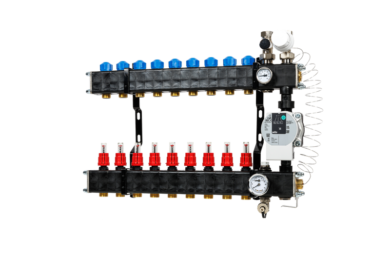 VTE composiet vloerverwarming verdeler met pomp Wilo Para 9-groeps