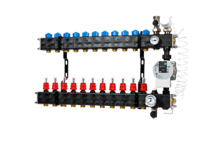 VTE composite underfloor heating manifold with pump Wilo Para 11-group