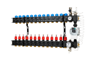VTE composite underfloor heating manifold with pump Wilo Para 13-group