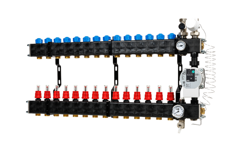 VTE composiet vloerverwarming verdeler met pomp Wilo Para 14-groeps