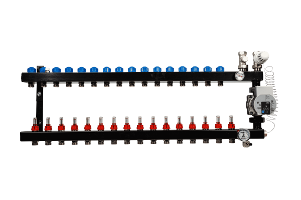 In-line verdeler 16-groeps met pomp WILO Para, aansl.3/4"M.IN