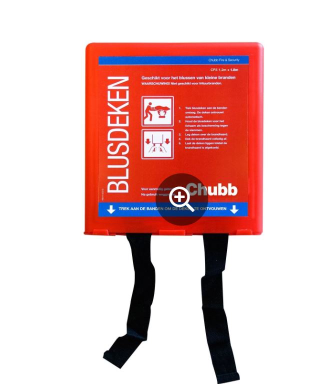 BLUSDEKEN 1,8 x 1,2 METER IN RODE WANDHOUDER, CHUBB