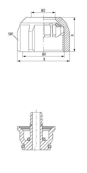 MKV-K G 3/4 18 x 2 mm UBA messing vernikkeld, in set van 2 / knelkoppe