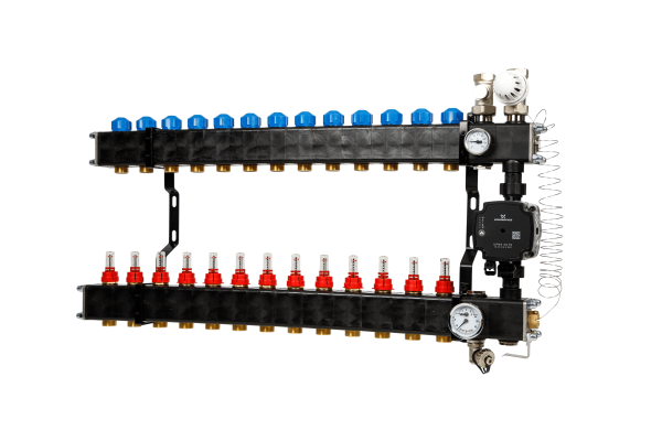 VTE composiet vloerverwarming verdeler  pomp Grundfos UPM3 13-groeps