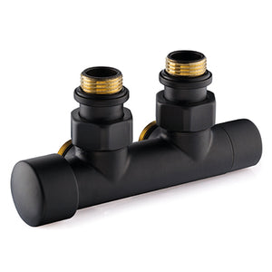 OVUS H-blok 2x½” 50 mm haaks knop L therm.voorber mat zwart
