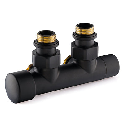 OVUS H-blok 2x½” 50 mm haaks knop L therm.voorber mat zwart