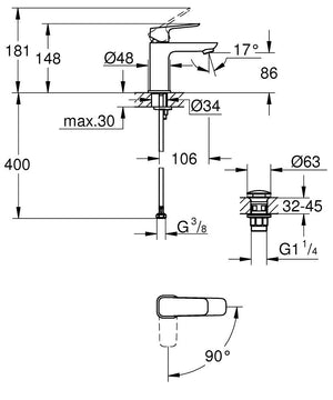 GROHE Cubeo Wastafelmengkraan S-Size